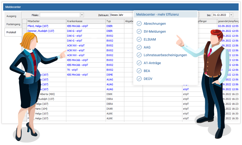Meldungen über das Meldecenter